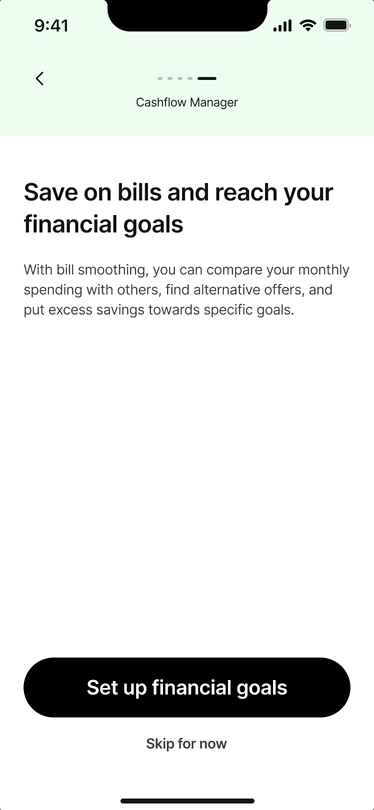 GIF to how users set up their financial goal
