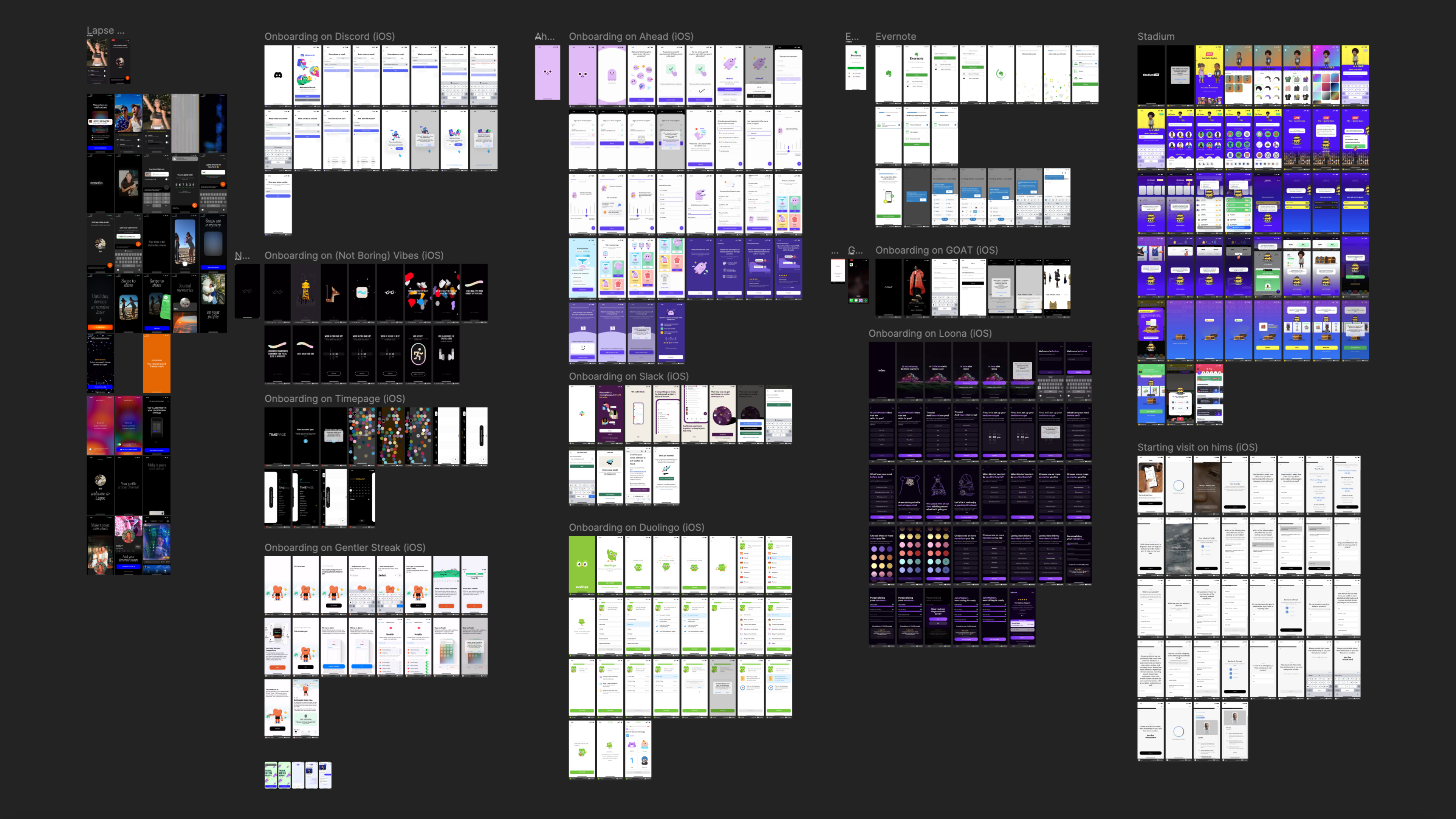 screenshot of environmental scan on onboarding experiences.